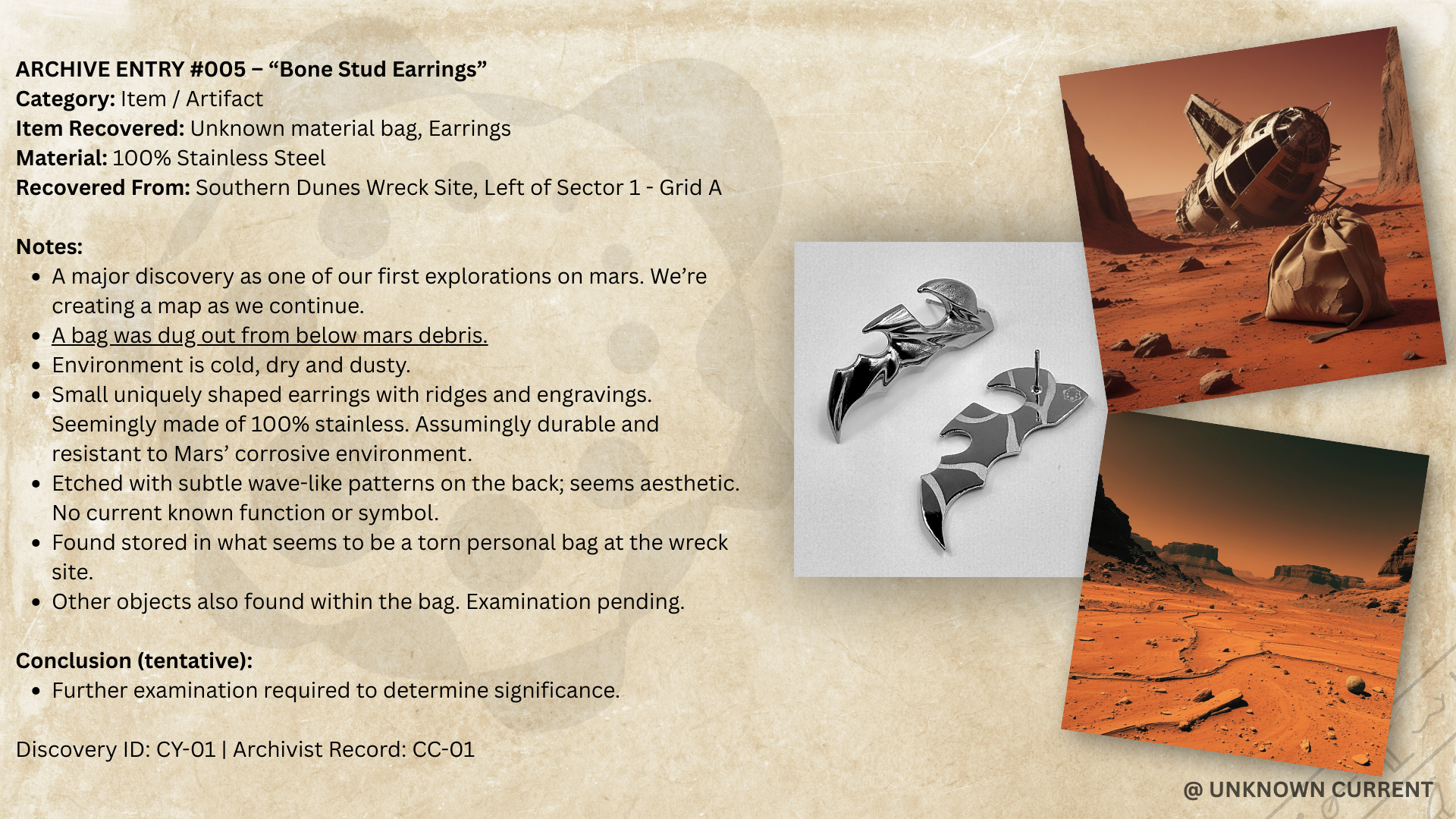 Archive 005 - Bone Stud Earrings - (S1)